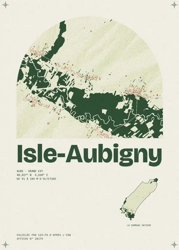 Affiche de Isle-Aubigny, calculée par 123-fr d'après l'IGN