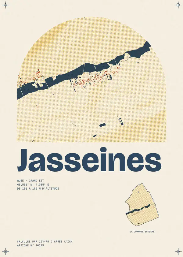 Affiche de Jasseines, calculée par 123-fr d'après l'IGN