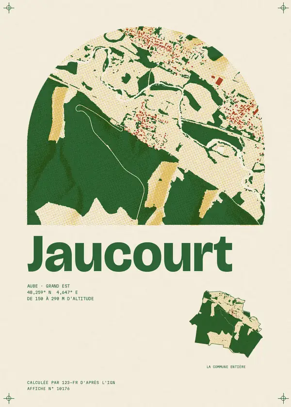 Affiche de Jaucourt, calculée par 123-fr d'après l'IGN