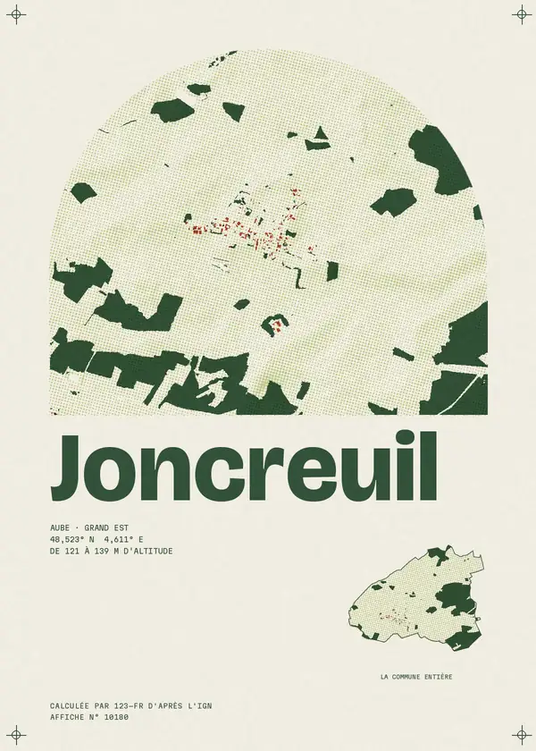 Affiche de Joncreuil, calculée par 123-fr d'après l'IGN