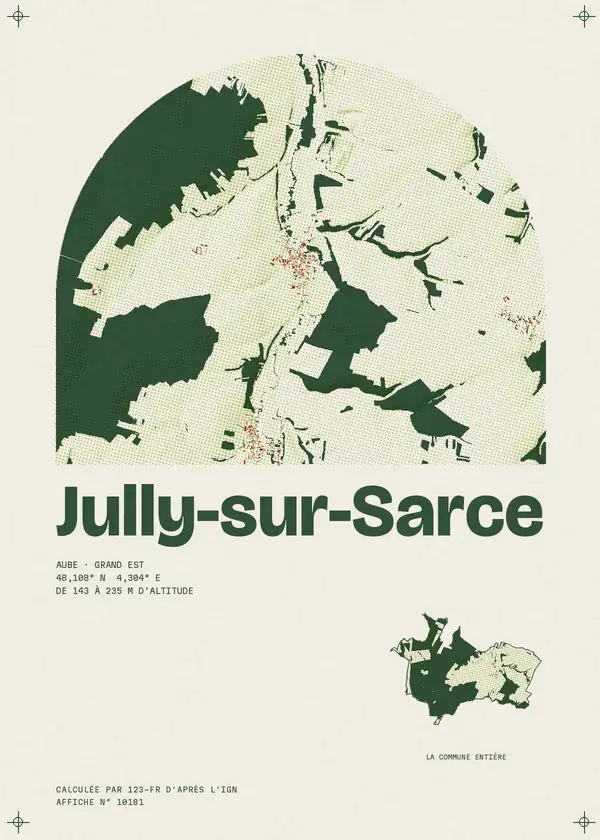 Affiche de Jully-sur-Sarce, calculée par 123-fr d'après l'IGN