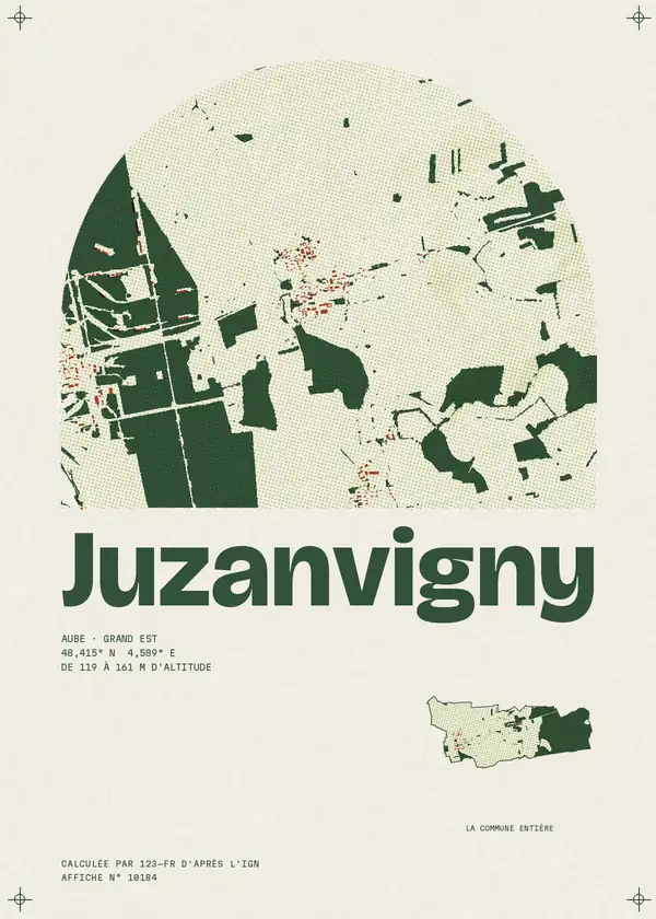 Affiche de Juzanvigny, calculée par 123-fr d'après l'IGN