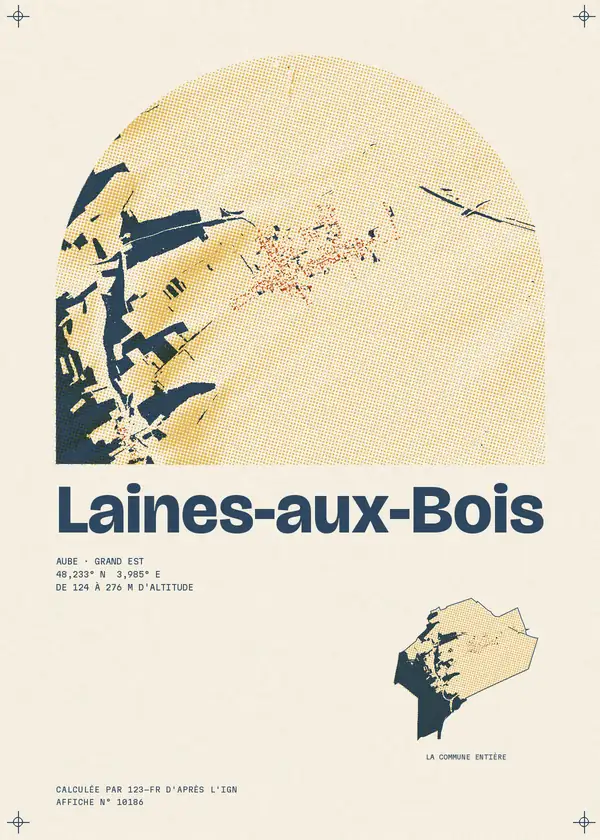 Affiche de Laines-aux-Bois, calculée par 123-fr d'après l'IGN