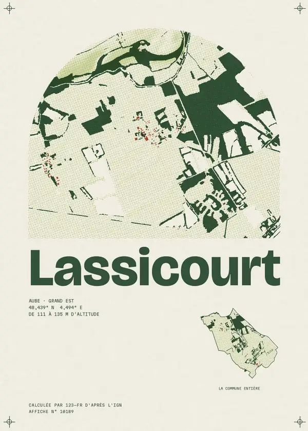 Affiche de Lassicourt, calculée par 123-fr d'après l'IGN