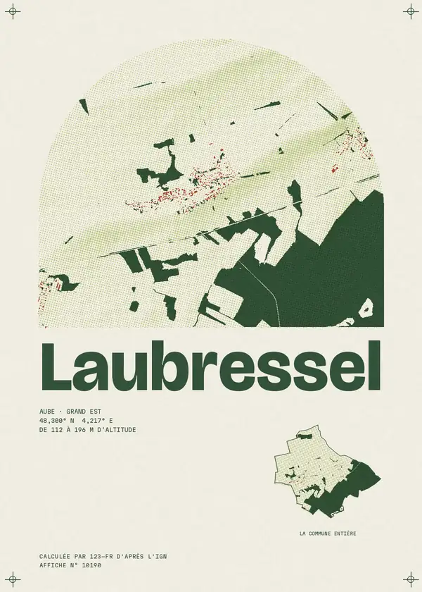 Affiche de Laubressel, calculée par 123-fr d'après l'IGN