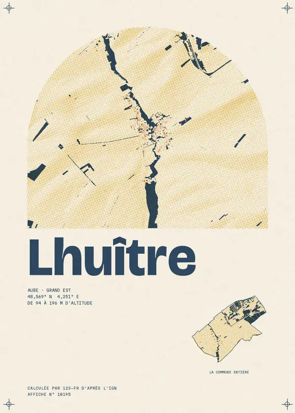 Affiche de Lhuître, calculée par 123-fr d'après l'IGN