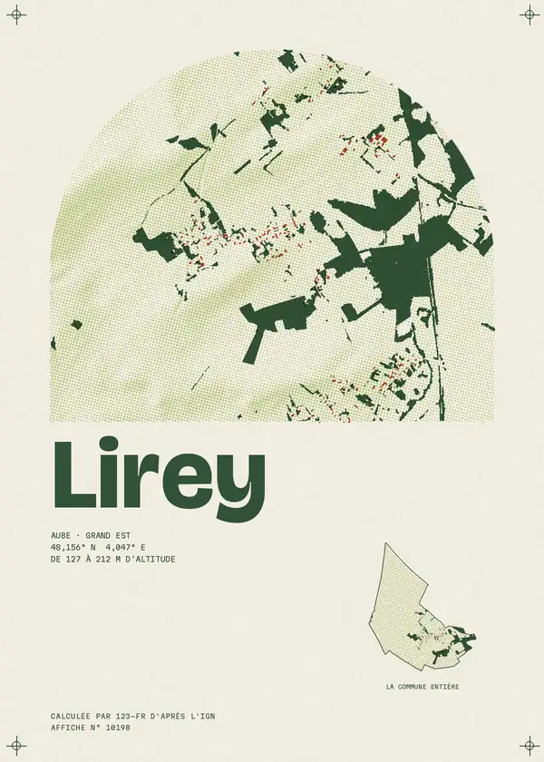 Affiche de Lirey, calculée par 123-fr d'après l'IGN