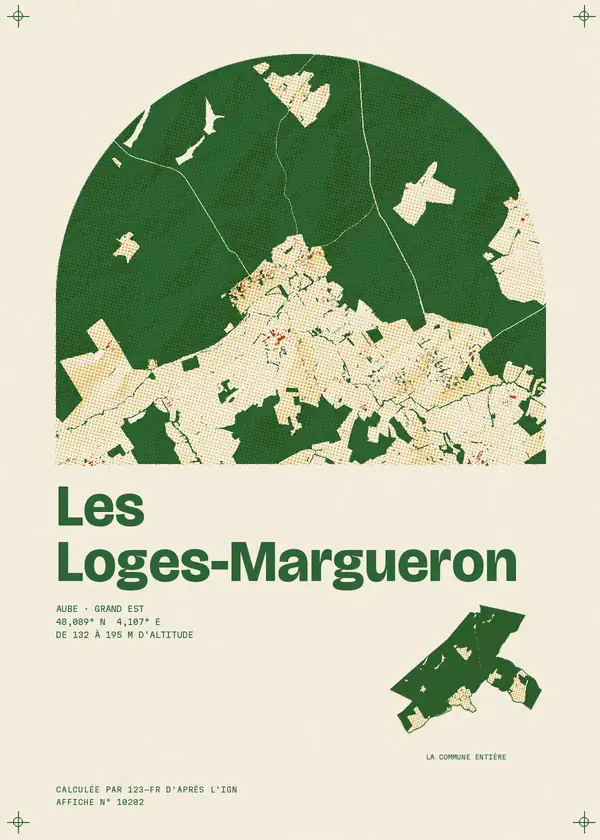 Affiche de Les Loges-Margueron, calculée par 123-fr d'après l'IGN