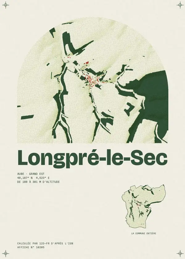 Affiche de Longpré-le-Sec, calculée par 123-fr d'après l'IGN