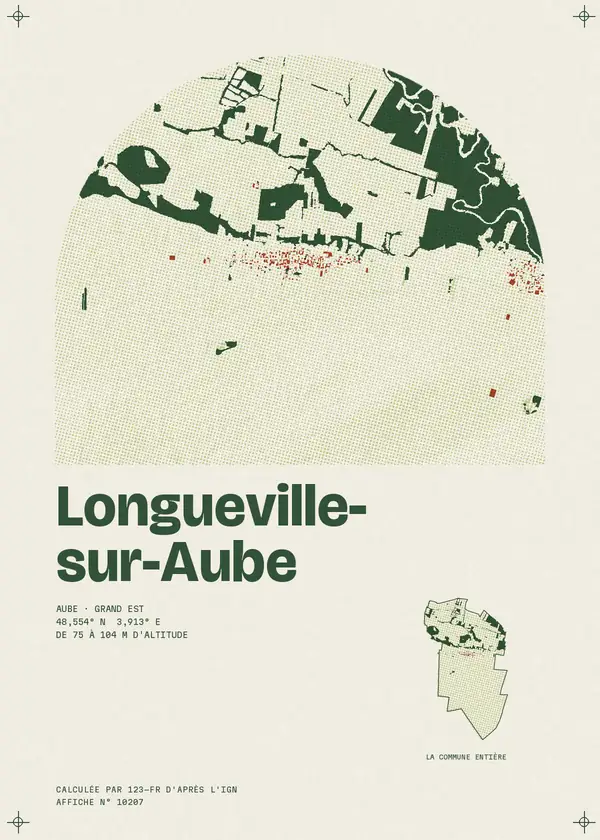 Affiche de Longueville-sur-Aube, calculée par 123-fr d'après l'IGN