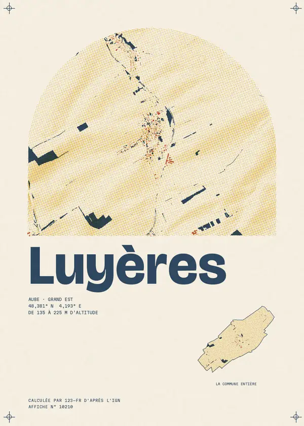 Affiche de Luyères, calculée par 123-fr d'après l'IGN