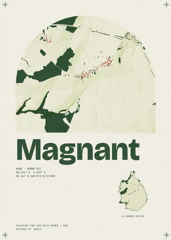 Affiche de Magnant, calculée par 123-fr d'après l'IGN