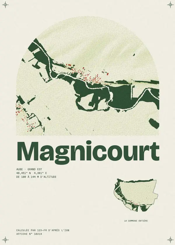 Affiche de Magnicourt, calculée par 123-fr d'après l'IGN