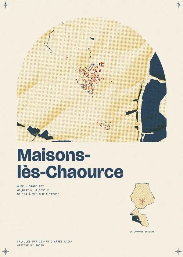 Affiche de Maisons-lès-Chaource, calculée par 123-fr d'après l'IGN