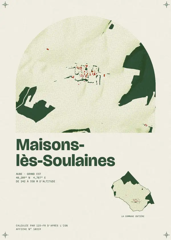 Affiche de Maisons-lès-Soulaines, calculée par 123-fr d'après l'IGN