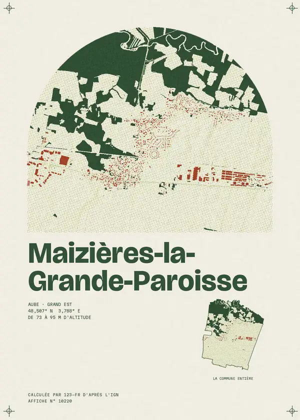 Affiche de Maizières-la-Grande-Paroisse, calculée par 123-fr d'après l'IGN