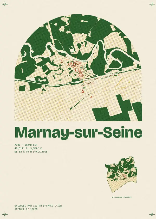 Affiche de Marnay-sur-Seine, calculée par 123-fr d'après l'IGN