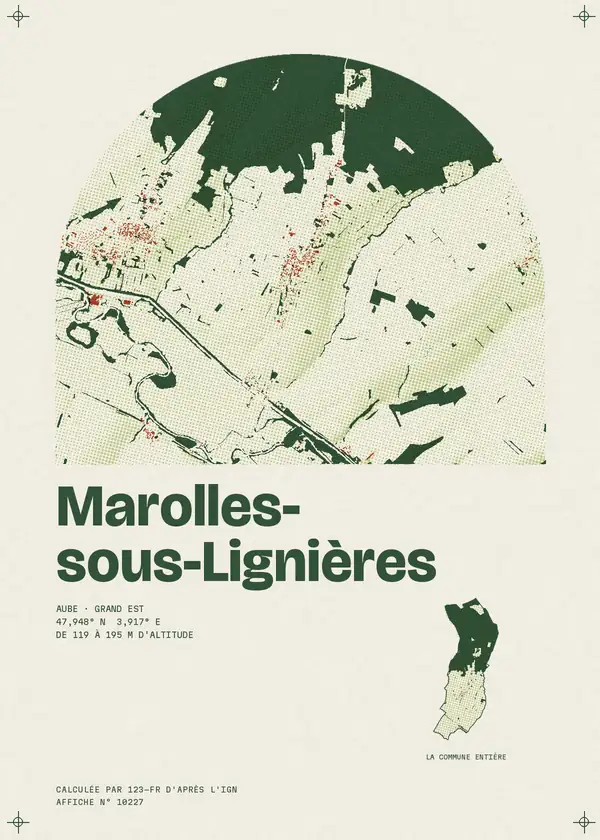 Affiche de Marolles-sous-Lignières, calculée par 123-fr d'après l'IGN