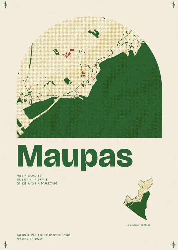 Affiche de Maupas, calculée par 123-fr d'après l'IGN