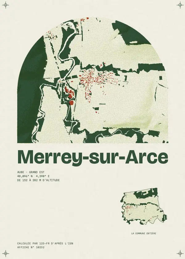 Affiche de Merrey-sur-Arce, calculée par 123-fr d'après l'IGN