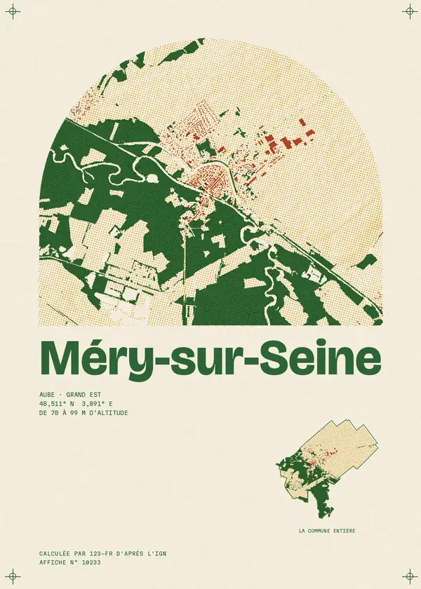 Affiche de Méry-sur-Seine, calculée par 123-fr d'après l'IGN