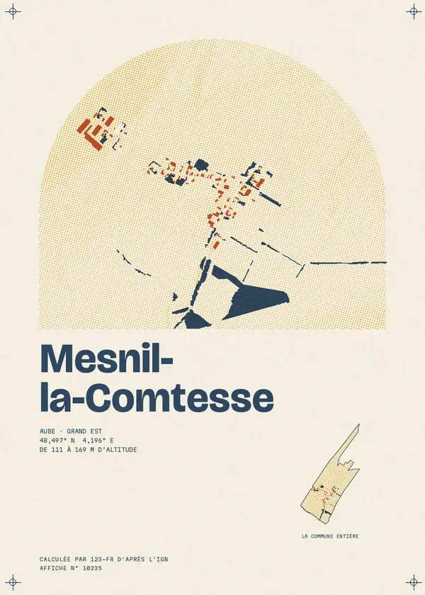 Affiche de Mesnil-la-Comtesse, calculée par 123-fr d'après l'IGN