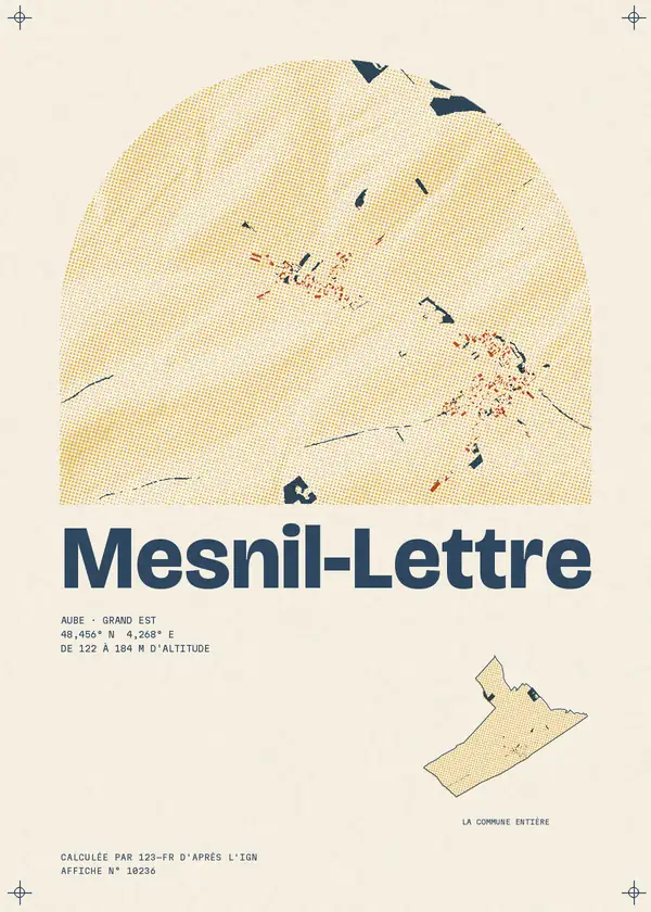 Affiche de Mesnil-Lettre, calculée par 123-fr d'après l'IGN