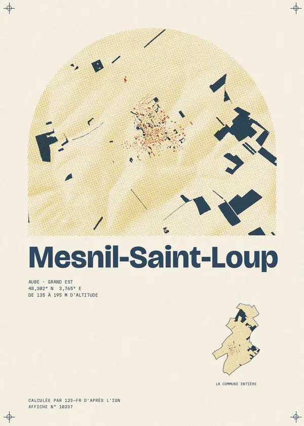 Affiche de Mesnil-Saint-Loup, calculée par 123-fr d'après l'IGN