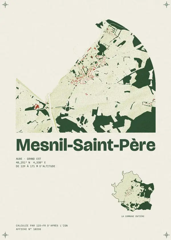 Affiche de Mesnil-Saint-Père, calculée par 123-fr d'après l'IGN