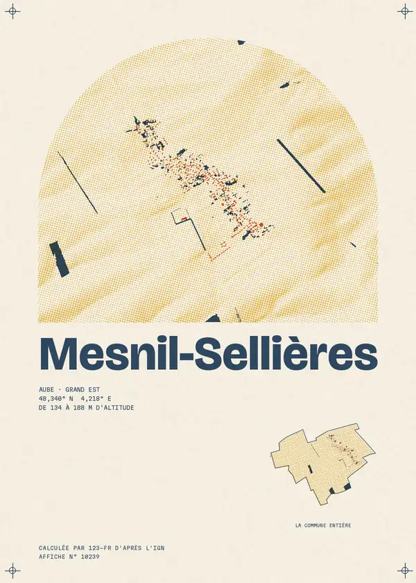 Affiche de Mesnil-Sellières, calculée par 123-fr d'après l'IGN