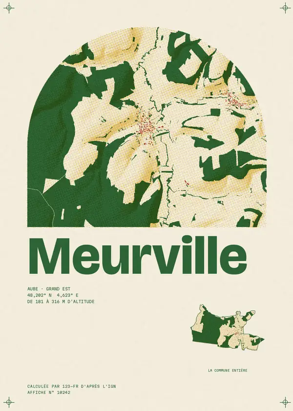 Affiche de Meurville, calculée par 123-fr d'après l'IGN