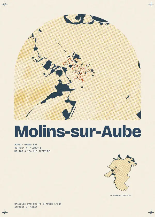Affiche de Molins-sur-Aube, calculée par 123-fr d'après l'IGN