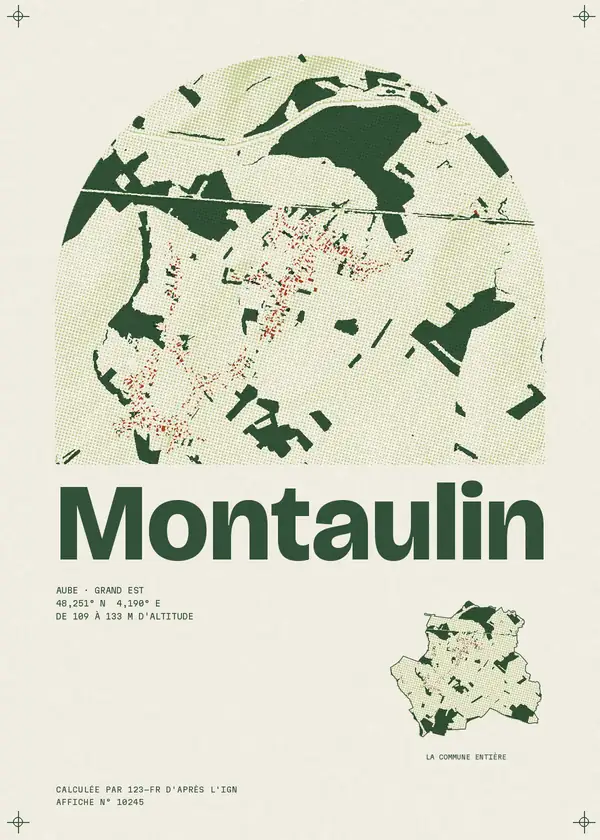 Affiche de Montaulin, calculée par 123-fr d'après l'IGN