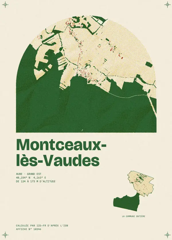 Affiche de Montceaux-lès-Vaudes, calculée par 123-fr d'après l'IGN
