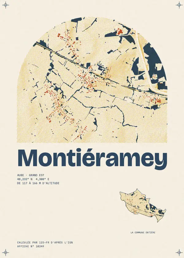 Affiche de Montiéramey, calculée par 123-fr d'après l'IGN