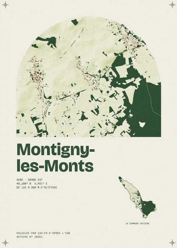 Affiche de Montigny-les-Monts, calculée par 123-fr d'après l'IGN