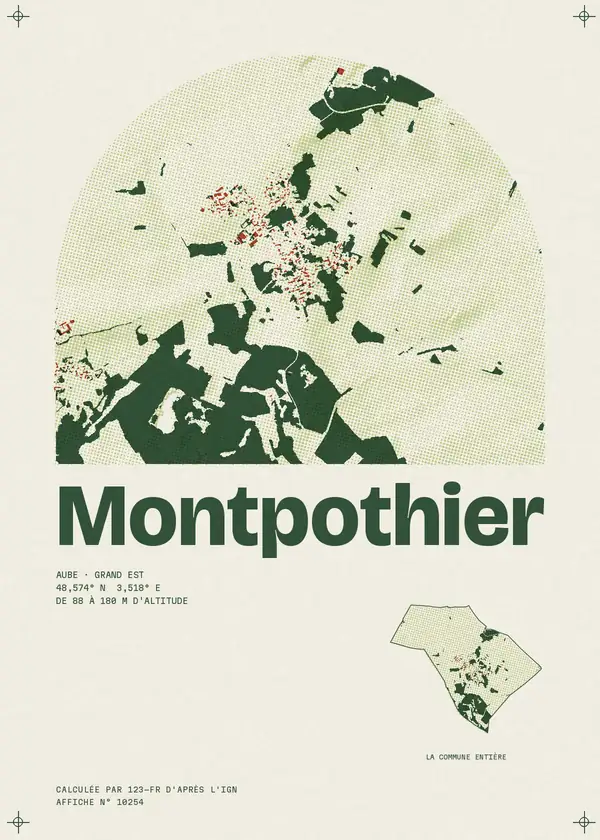Affiche de Montpothier, calculée par 123-fr d'après l'IGN