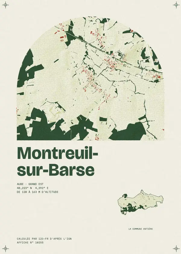 Affiche de Montreuil-sur-Barse, calculée par 123-fr d'après l'IGN
