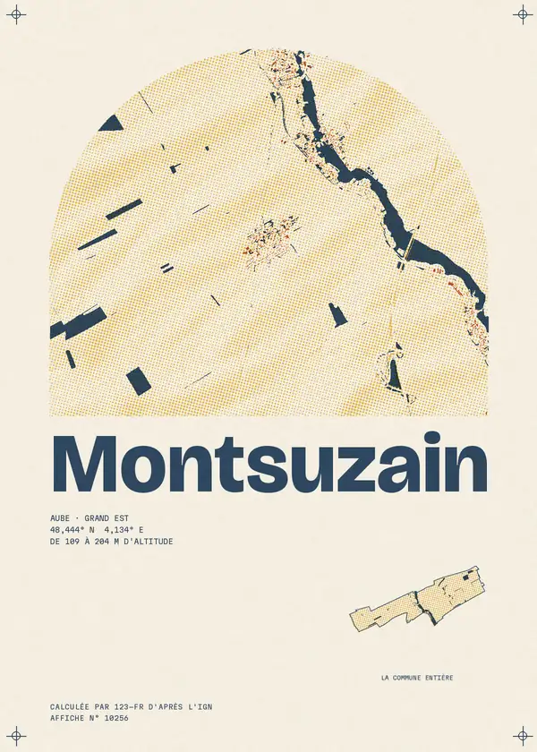 Affiche de Montsuzain, calculée par 123-fr d'après l'IGN