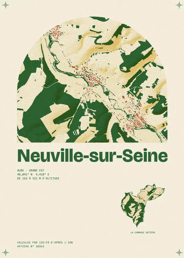 Affiche de Neuville-sur-Seine, calculée par 123-fr d'après l'IGN