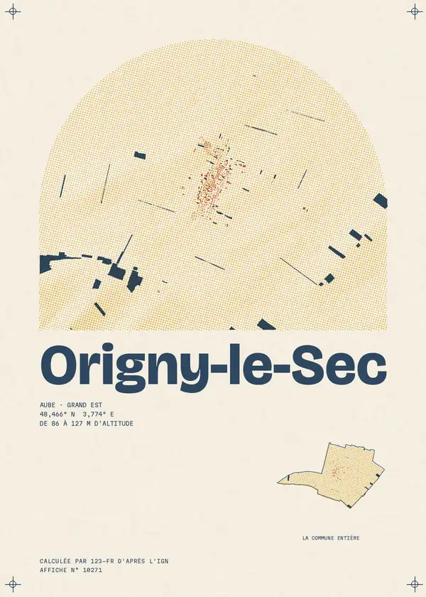 Affiche de Origny-le-Sec, calculée par 123-fr d'après l'IGN