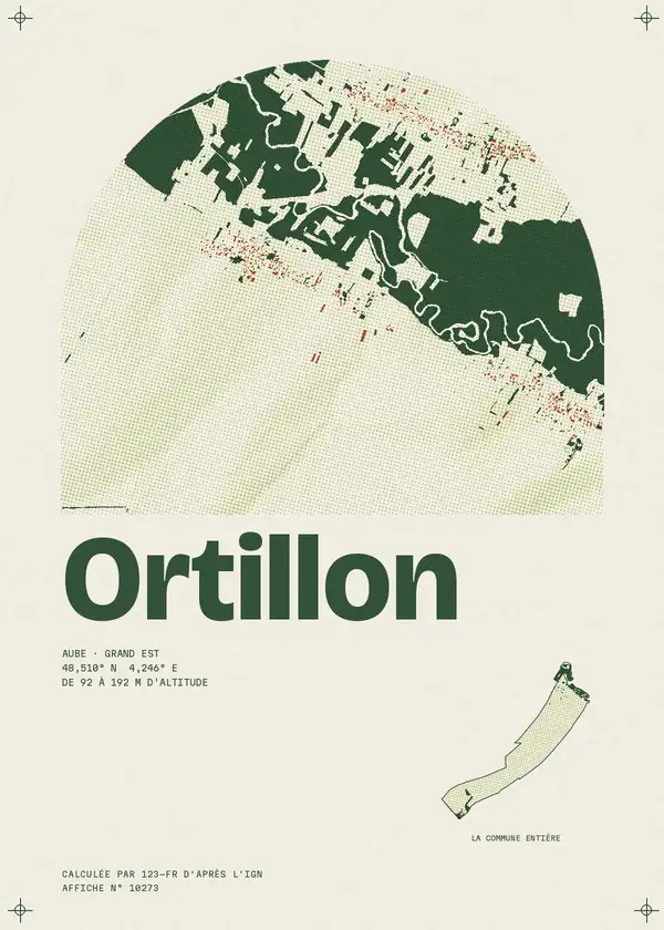 Affiche de Ortillon, calculée par 123-fr d'après l'IGN