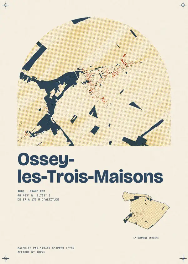 Affiche de Ossey-les-Trois-Maisons, calculée par 123-fr d'après l'IGN