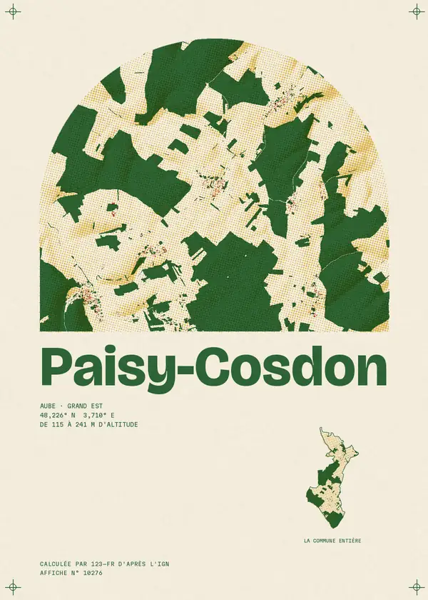 Affiche de Paisy-Cosdon, calculée par 123-fr d'après l'IGN