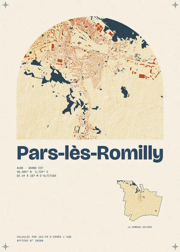 Affiche de Pars-lès-Romilly, calculée par 123-fr d'après l'IGN