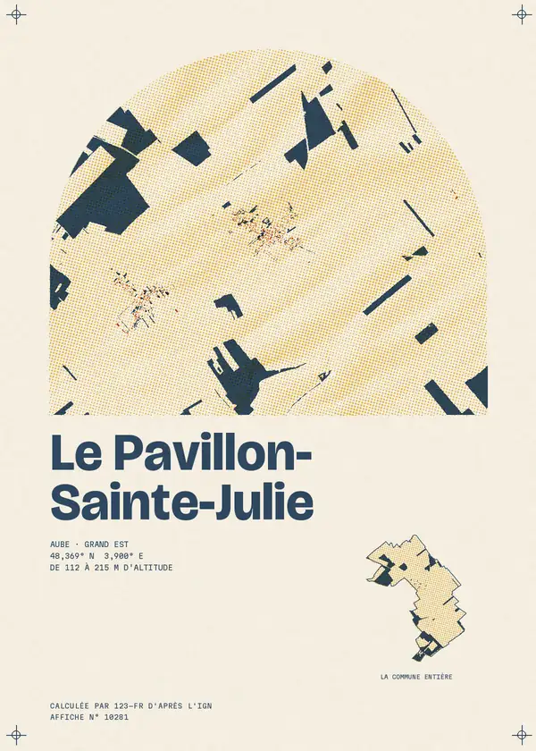 Affiche de Le Pavillon-Sainte-Julie, calculée par 123-fr d'après l'IGN