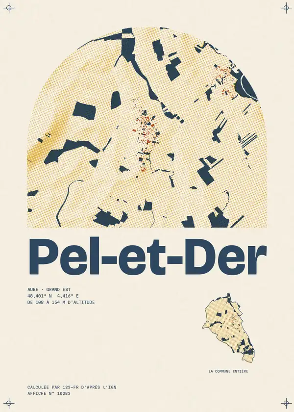 Affiche de Pel-et-Der, calculée par 123-fr d'après l'IGN
