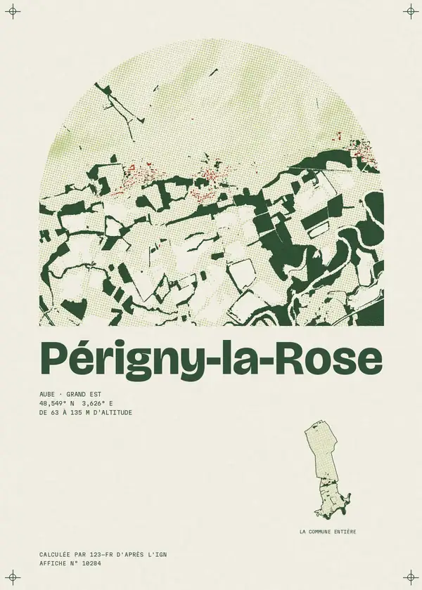 Affiche de Périgny-la-Rose, calculée par 123-fr d'après l'IGN
