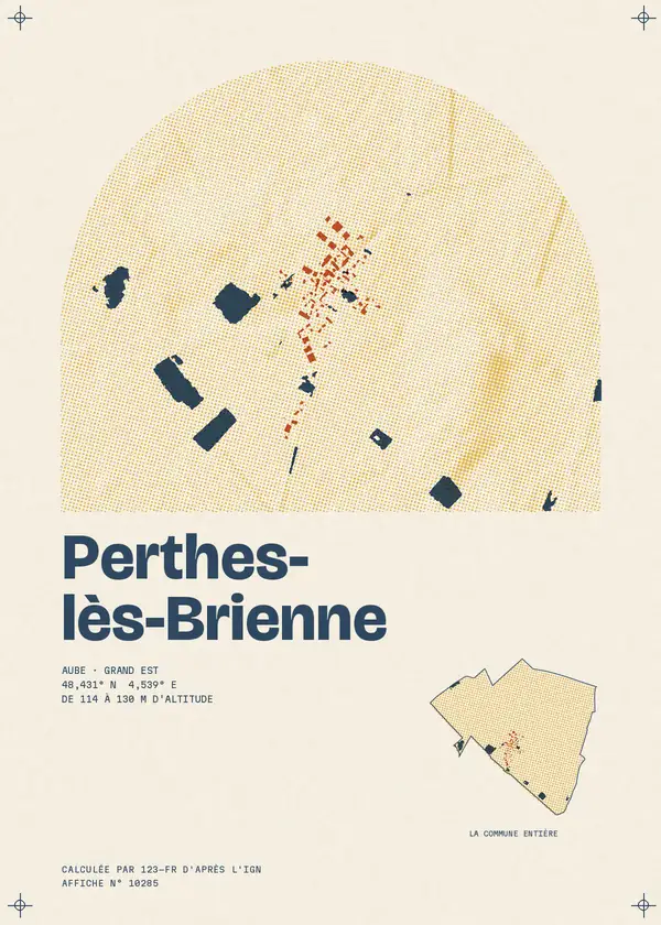 Affiche de Perthes-lès-Brienne, calculée par 123-fr d'après l'IGN