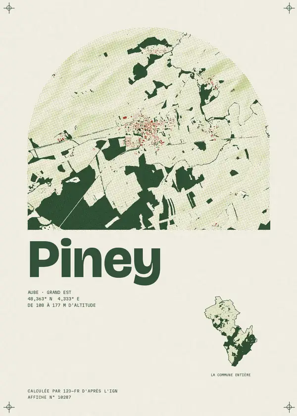 Affiche de Piney, calculée par 123-fr d'après l'IGN